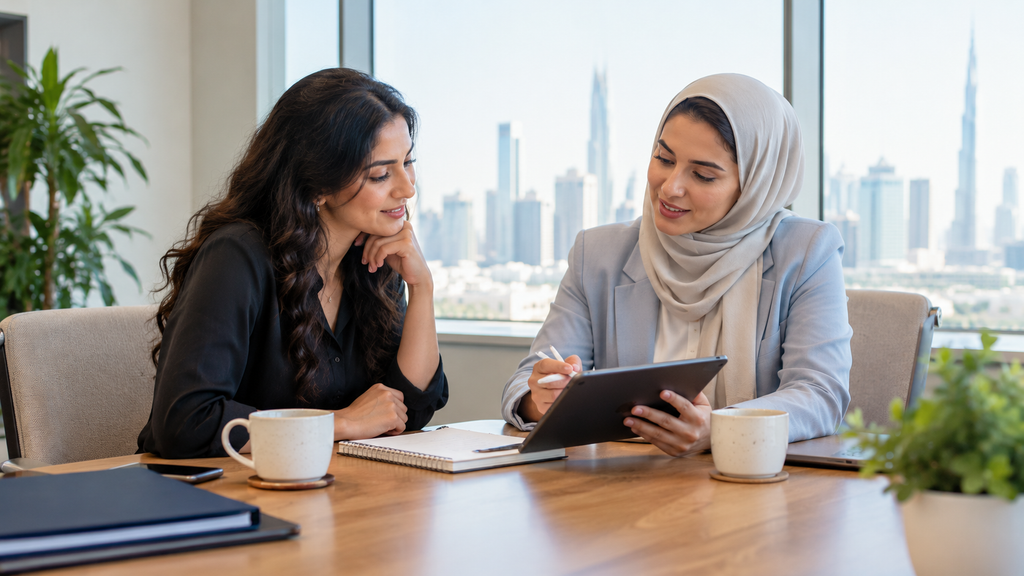 Small business team meeting with an HR partner to plan outsourced HR support